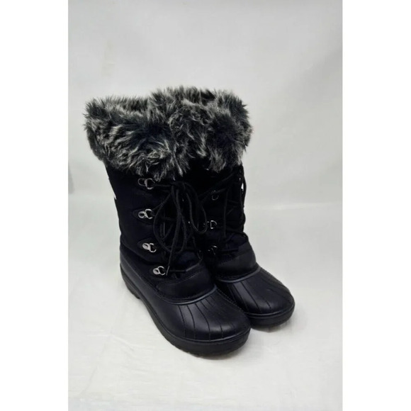 Aleader Women's black Waterproof Snow Boots Faux Fur Lining Side Zipper size 7 - Picture 1 of 9